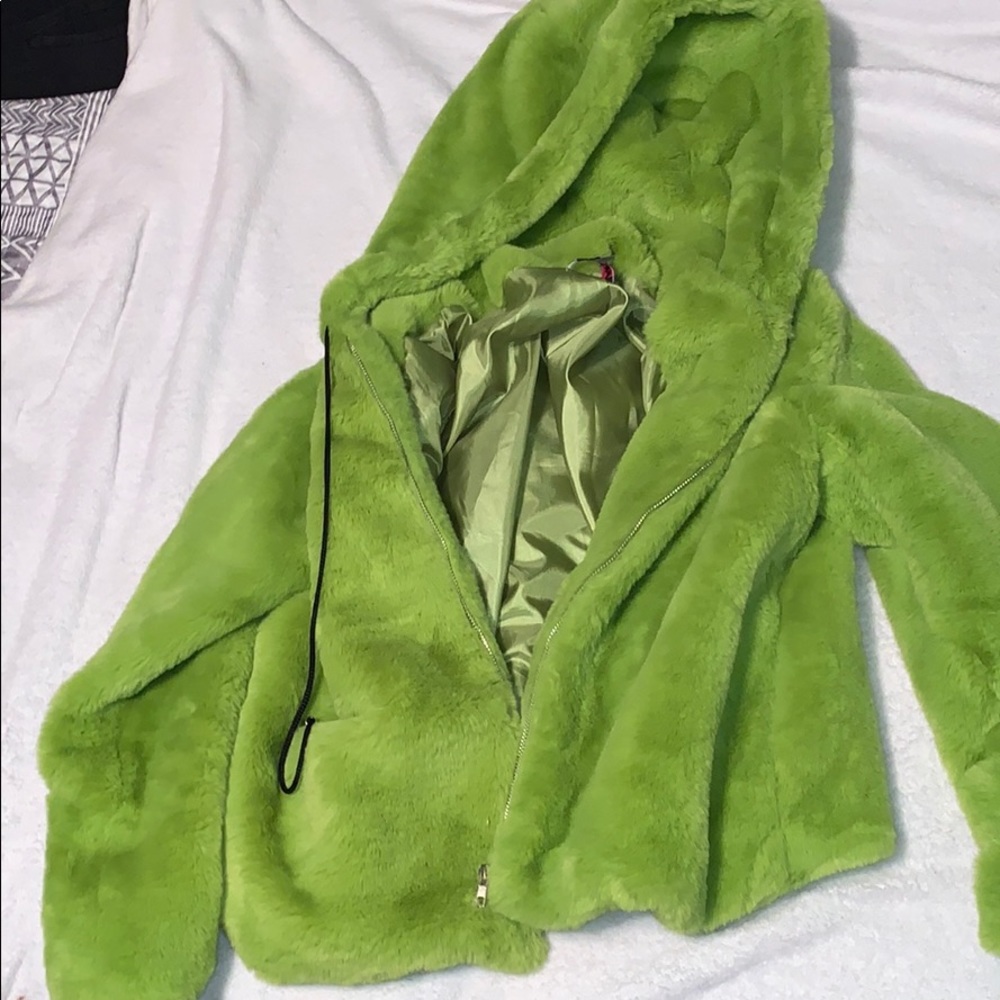 Green fluff jacket